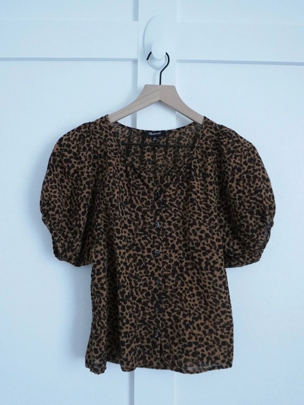 Madewell Leopard Print Puff Sleeve Top